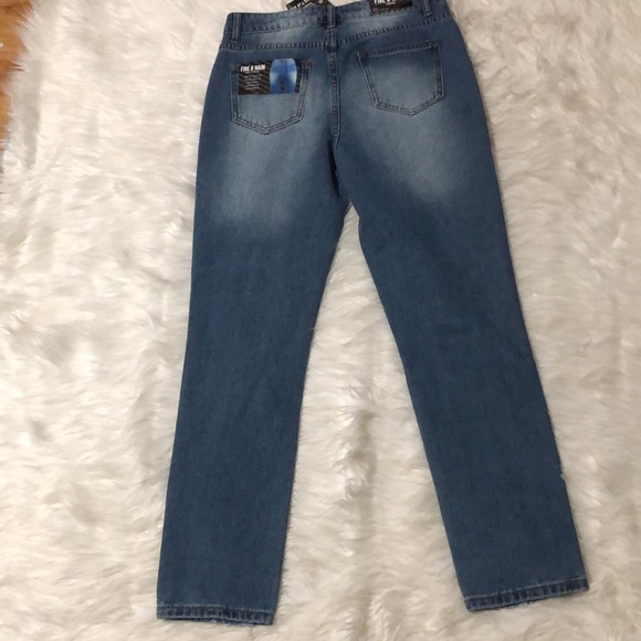Fire& Rain High rise straight distressed medium wash denim jeans size 9 - Picture 6 of 9